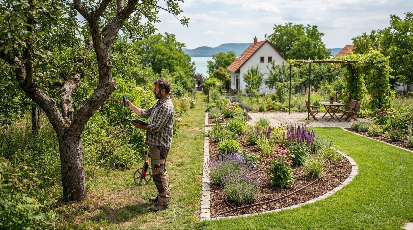 Régi kert újratervezése Balatonbogláron helyi kertész segítségével